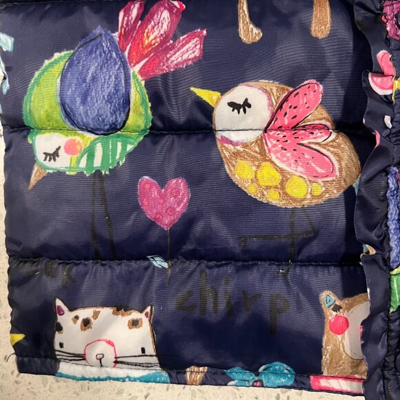 20% off $40+ HLQY Owl Theme Puffer Vest | Ruffles | Snap Buttons | Kids Size 4T - Picture 3 of 6